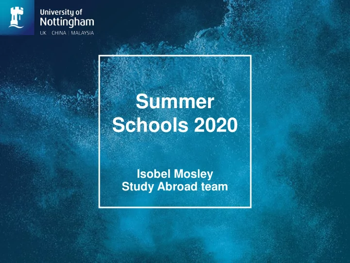 summer schools 2020