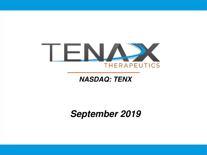 september 2019 safe harbor statement