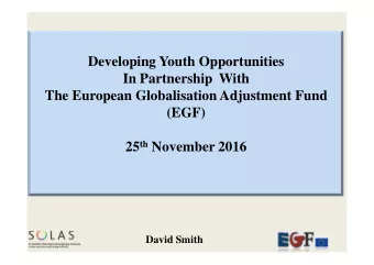Developing Youth Opportunities  In Partnership With  The European Globalisation Adjustment Fund