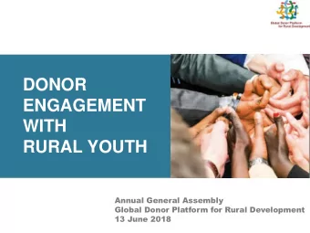 ENGAGEMENT  WITH  RURAL YOUTH  Annual General Assembly  Global Donor Platform for Rural Development