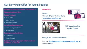 Our Early  ly Help  lp Offer for Young People:  Accessed  Reliable information, advice and