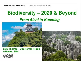 From Aichi to Kunming Sally Thomas  Director for People  &amp; Nature, SNH  Dualchas Ndair na
