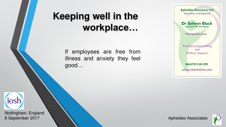 keeping well in the workplace