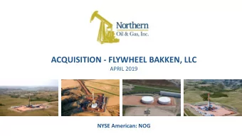 ACQUISITION - FLYWHEEL BAKKEN, LLC  APRIL 2019  NYSE American: NOG  FORWARD LOOKING STATEMENTS /