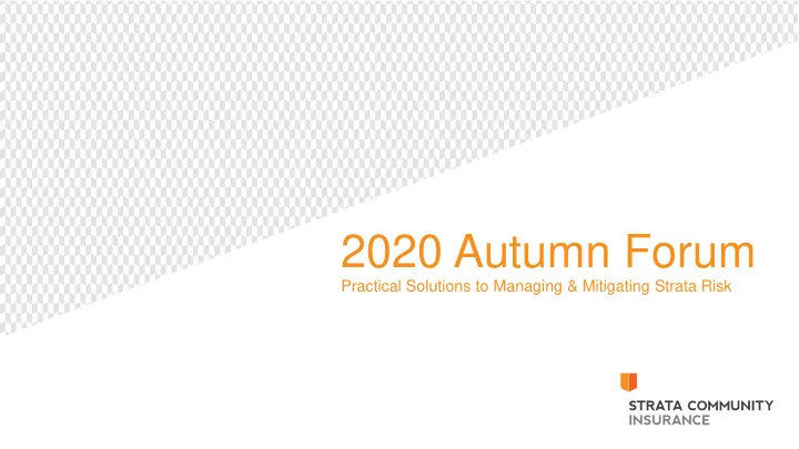 2020 autumn forum