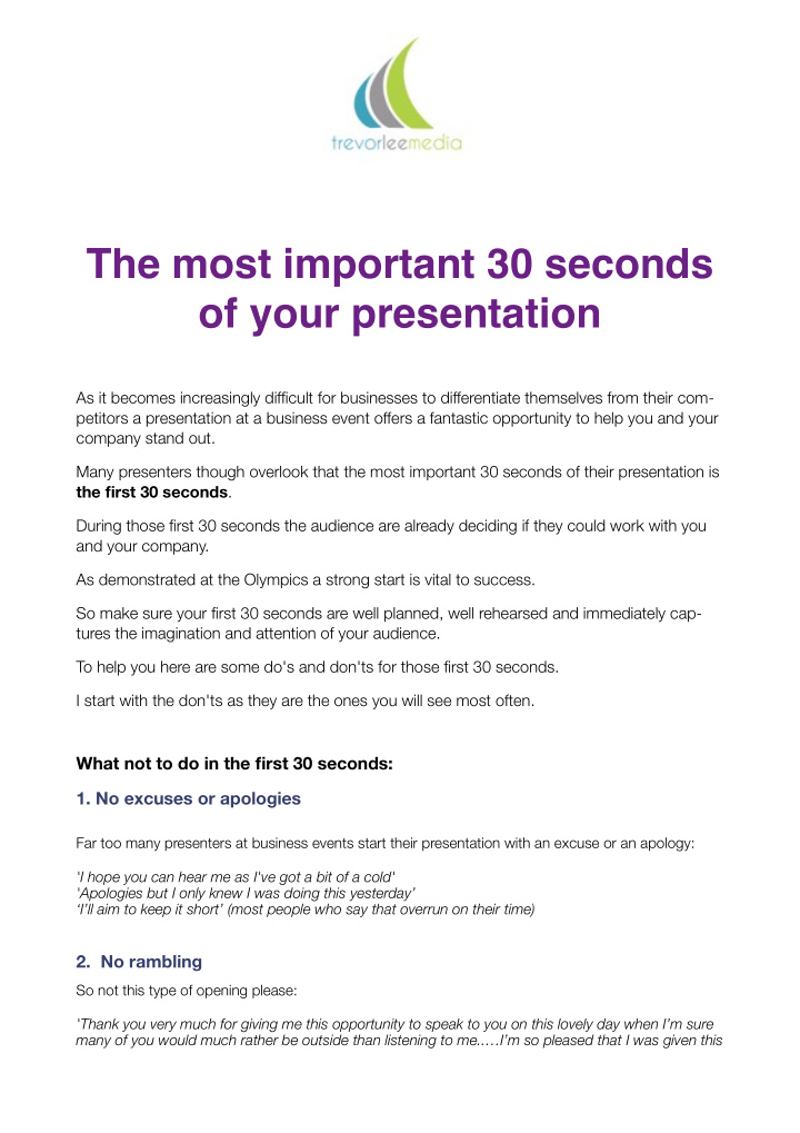 the most important 30 seconds of your presentation