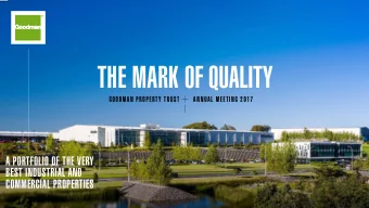 THE MARK OF QUALITY  GOODMAN PROPERTY TRUST  ANNUAL MEETING 2017  A PORTFOLIO OF THE VERY  BEST