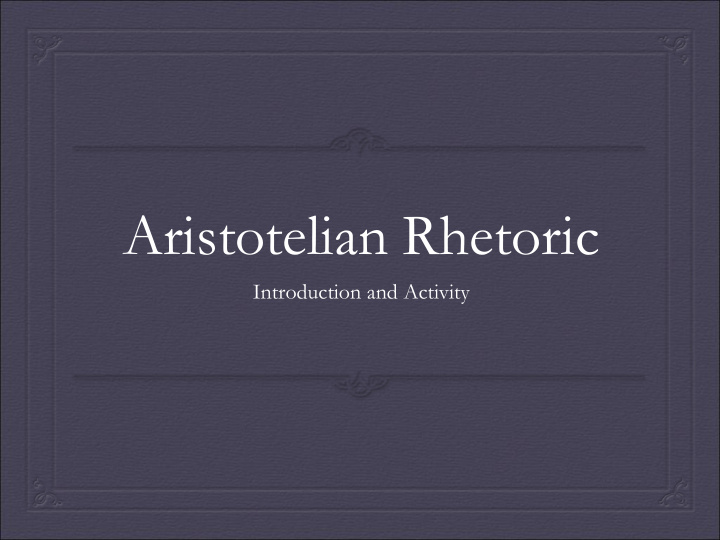 aristotelian rhetoric