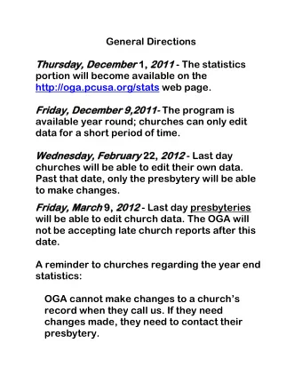 Thursday, December Thursday, December 1, 1, 2011 2011 - The statistics  portion will become