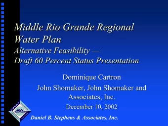 Middle Rio Grande Regional  Middle Rio Grande Regional  Water Plan  Water Plan  Alternative