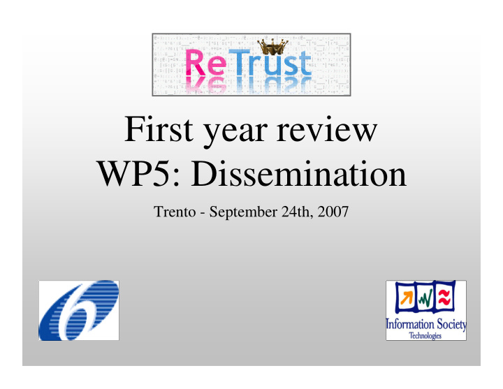 first year review wp5 dissemination