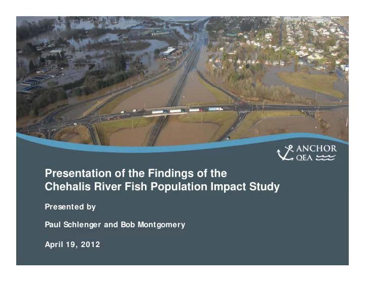 presentation of the findings of the chehalis river fish