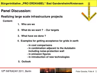Panel Discussion:  Realizing large scale infrastructure projects  Content:  1. Who are we  2. What