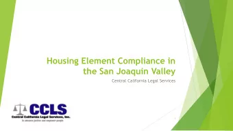 Housing Element Compliance in  the San Joaquin Valley  Central California Legal Services  1