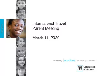 International Travel  Parent Meeting  March 11, 2020  Welcome &amp; Introductions  Calvin Davies