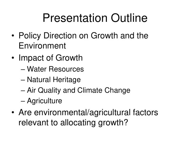 presentation outline
