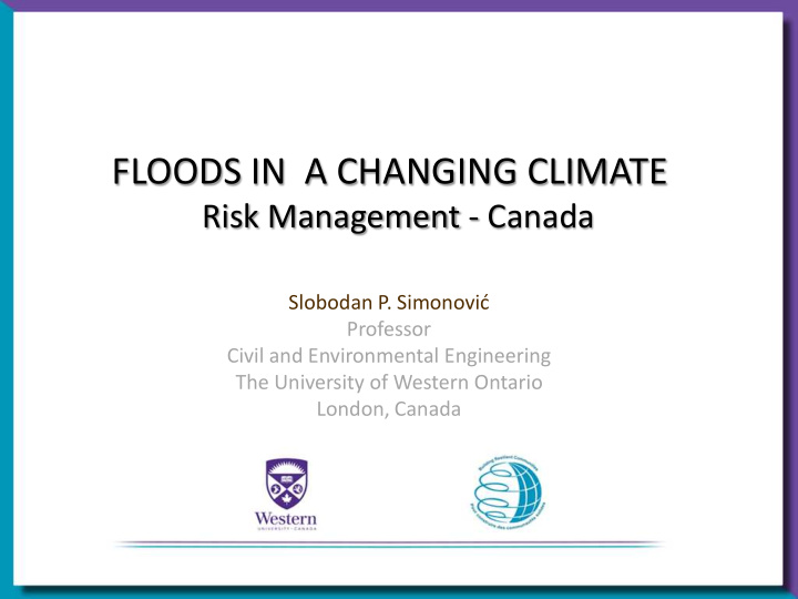 floods in a changing climate