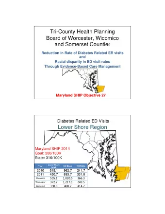 Tri-County Health Planning  Board of Worcester, Wicomico and Somerset Countie s  Reduction in Rate