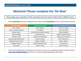 Welcome! Please complete the Do Now  Please begin your evaluation of the nominations for the