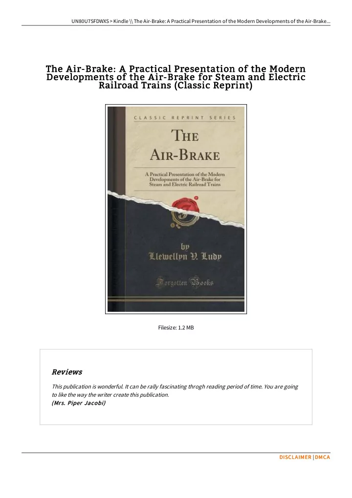 the air brake a practical presentation of the modern the