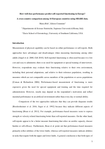 How well does performance predict self-reported functioning in Europe?  A cross-country comparison