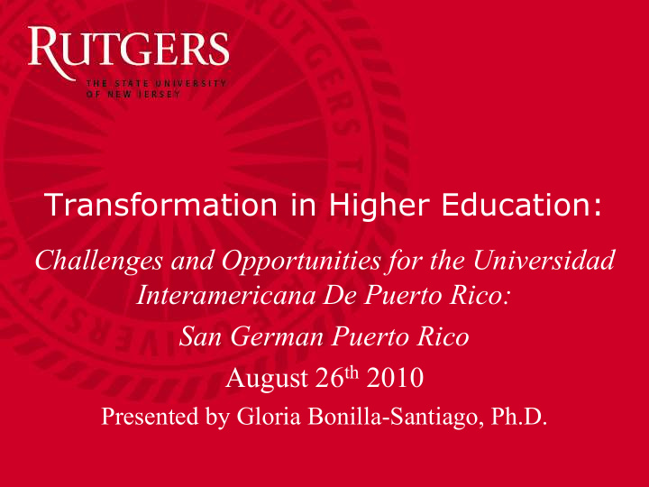 transformation in higher education