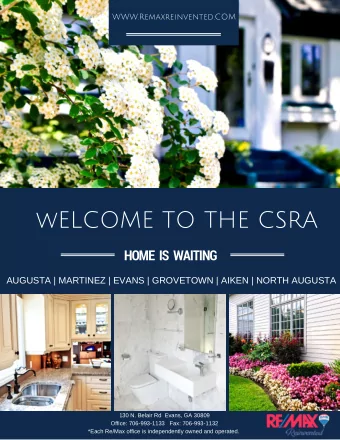 wELCOME TO THE CSRA  HOME  IS  WAITING  AUGUSTA | MARTINEZ | EVANS | GROVETOWN | AIKEN | NORTH