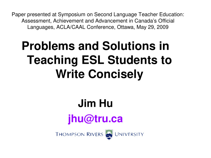 problems and solutions in teaching esl students to write