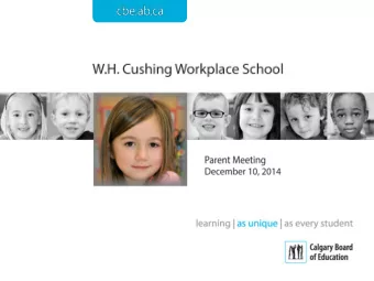 What Grade is your child in? Participants Percentage W.H. Cushing Workplace