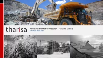 PROFITABLE LOW COST CO-PRODUCER  PGMS AND CHROME  PLATINUM WEEK 2016  DISCLAIMER This document
