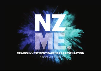 CRAIGS INVESTMENT PARTNERS PRESENTATION  6 DECEMBER 2017  Disclaimer  T  he information in this