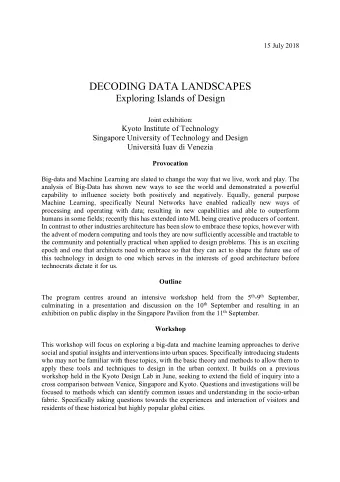 DECODING DATA LANDSCAPES  Exploring Islands of Design  Joint exhibition:  Kyoto Institute of