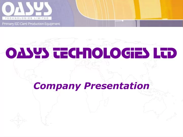 oas oasys techn ys technolog ologies ies ltd ltd