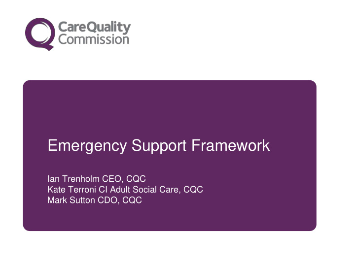 emergency support framework