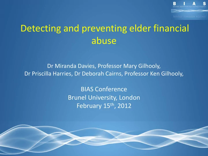 dr miranda davies professor mary gilhooly dr priscilla