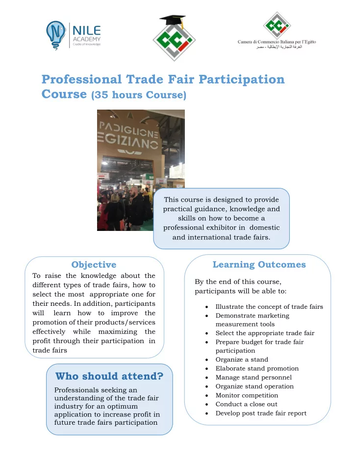 professional trade fair participation course 35 hours