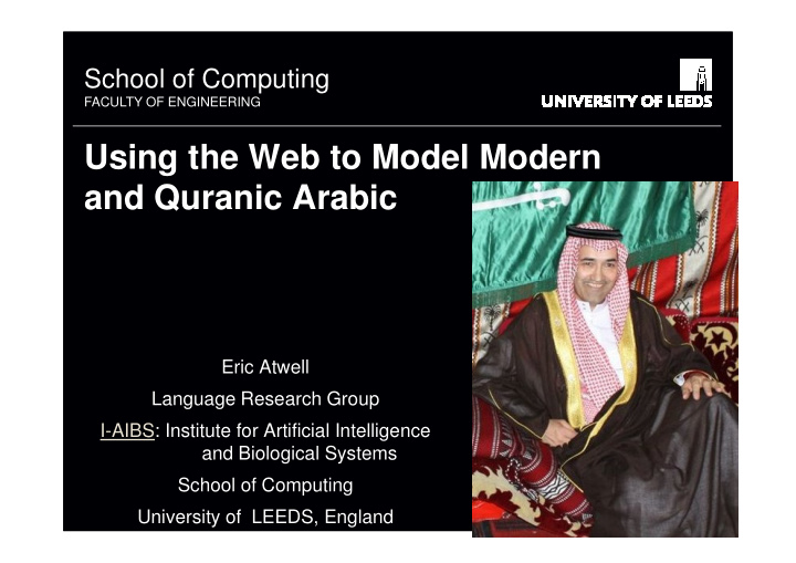 using the web to model modern and quranic arabic