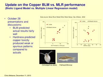 Update on the Copper BLM vs. MLR performance  (Biotic Ligand Model vs. Multiple Linear Regression
