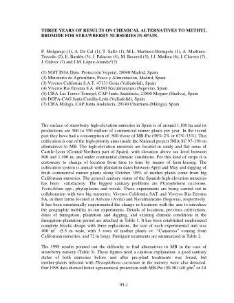 THREE YEARS OF RESULTS ON CHEMICAL ALTERNATIVES TO METHYL  BROMIDE FOR STRAWBERRY NURSERIES IN