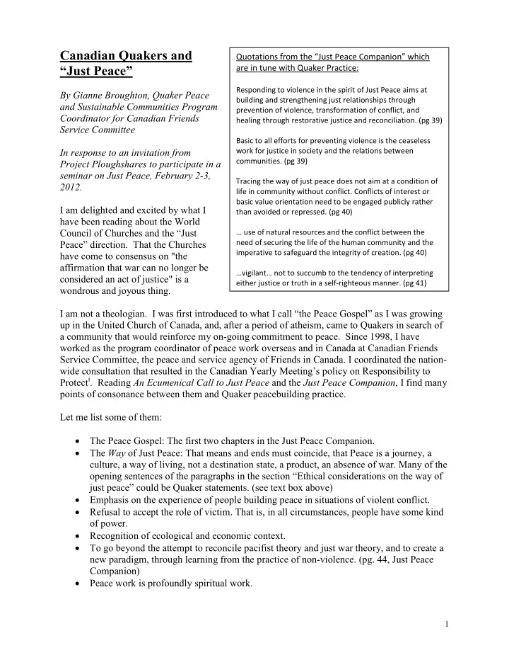 quotations from the just peace companion which