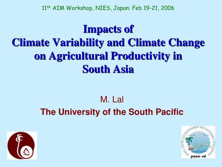 impacts of impacts of climate variability and climate
