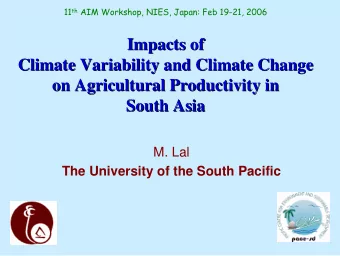 Impacts of  Impacts of  Climate Variability and Climate Change  Climate Variability and Climate