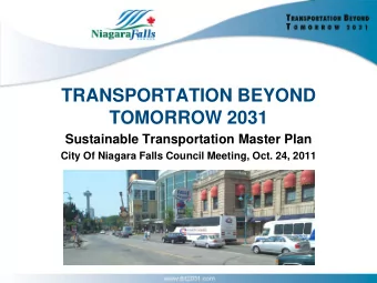 TRANSPORTATION BEYOND  TOMORROW 2031  Sustainable Transportation Master Plan  City Of Niagara Falls
