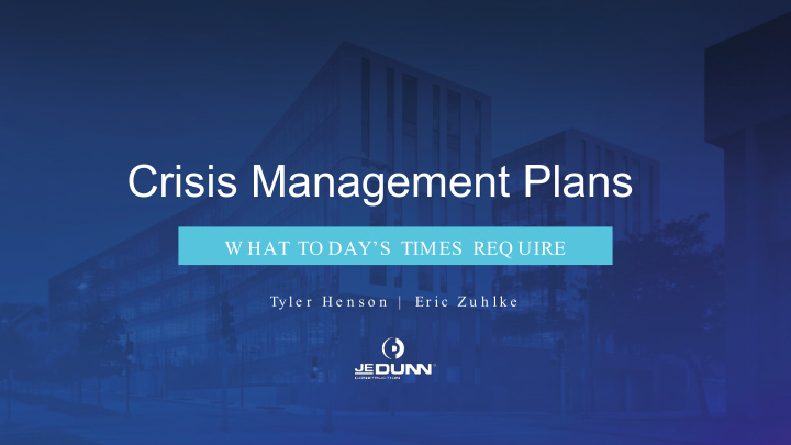 crisis management plans