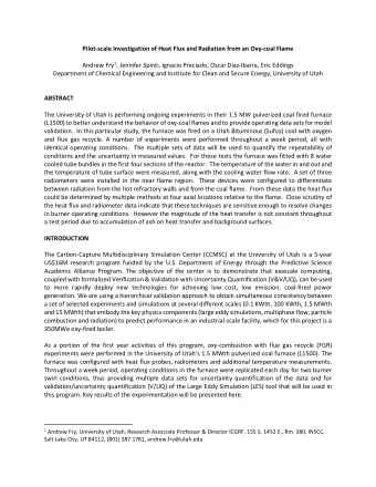 Pilot-scale Investigation of Heat Flux and Radiation from an Oxy-coal Flame Andrew Fry 1 , Jennifer
