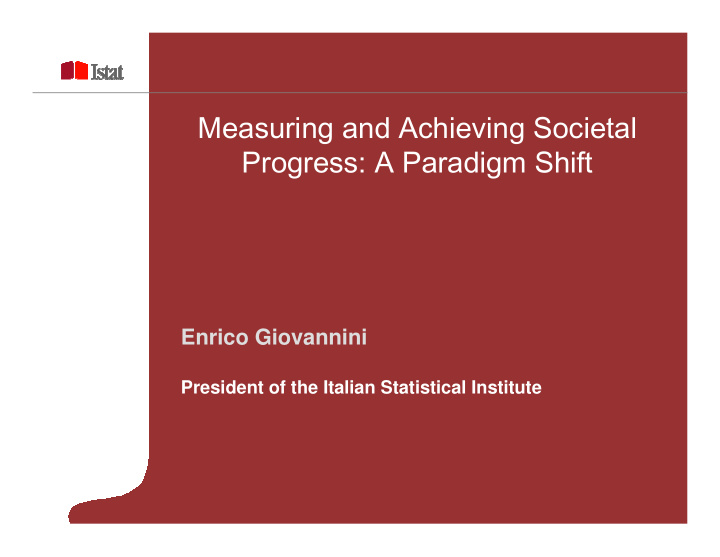 measuring and achieving societal progress a paradigm shift
