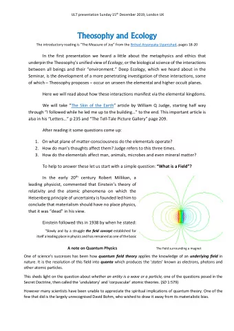 Theoso  Th  eosoph  phy and  y and E  Ecolo  cology  gy The introductory reading is  The Measure