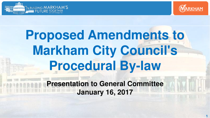 markham city council s procedural by law