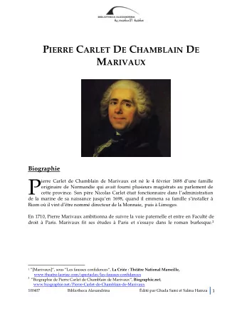 P  ierre Carlet de Chamblain de Marivaux est n le 4 fvrier 1688 dune famille  originaire de