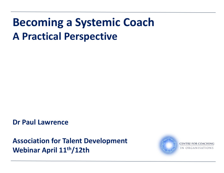 becoming a systemic coach